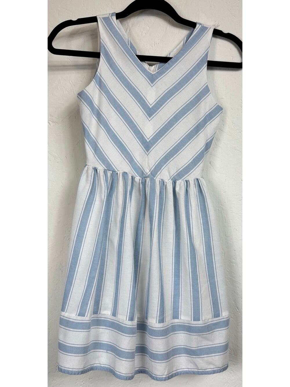 Copper Key Blue & White Sleeveless Knee-length Dress Girl's Medium